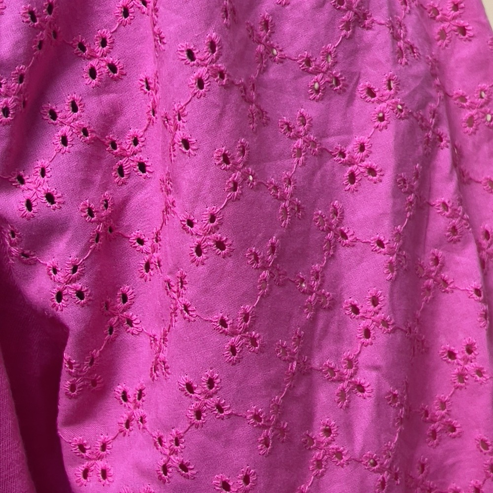 Sanctuary Eyelet 3/4 Puff Sleeve Top Size XL Fuchsia Tunic Style XT2450K6 Casual - Picture 5 of 9